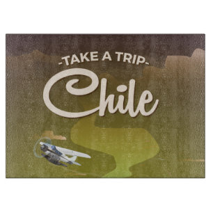 Tabla De Cortar Cartel de viaje vintage del Volcán de Chile