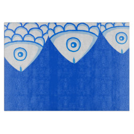 Tabla De Cortar Cartón de corte de Koi Carp Fishes Blue Abstract