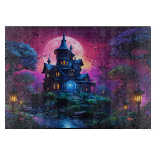 Tabla De Cortar Casa de fantasía en la colina de Halloween