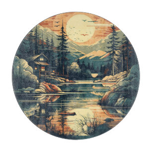 Tabla De Cortar Casa de montaña Escandinavia Retro Art