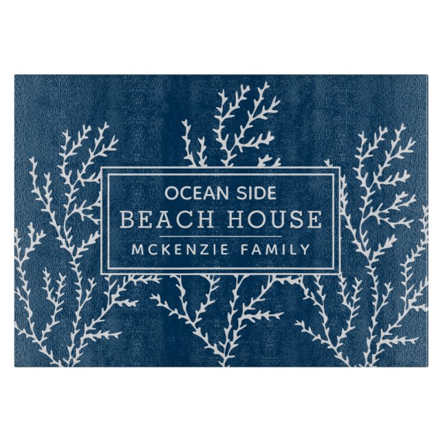 Tabla De Cortar Casa de playa náutica personalizada (Anverso)