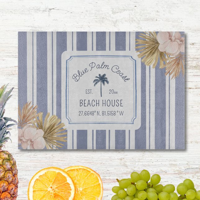 Tabla De Cortar Casa de Playa Rayas Azules Costero Boho Granja (In situ)