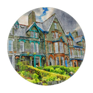 Tabla De Cortar Casa victoriana en Keswick pintada con acuarela