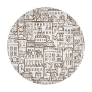Tabla De Cortar Casas Vintage: Patrón arquitectónico sin Marea.