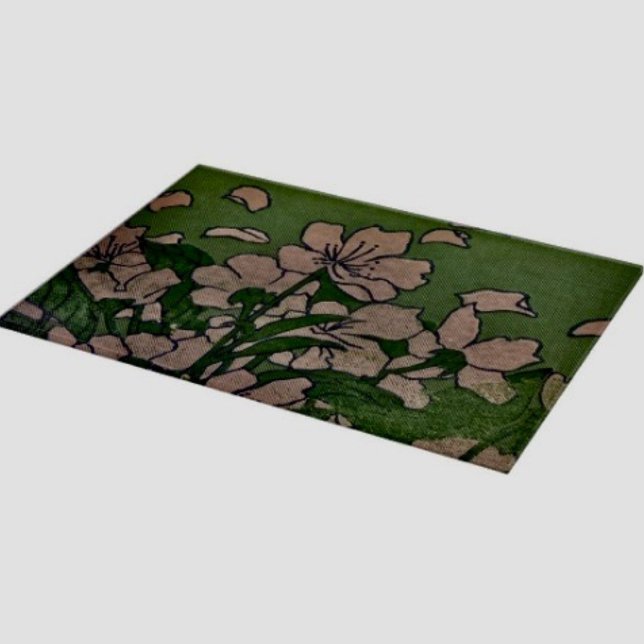 Tabla De Cortar Cascada de Flor de Rosa  (Glass Cutting Board – 5 different sizes. 100% food safe.  tempered glass Non-skid rubber feet. 
)