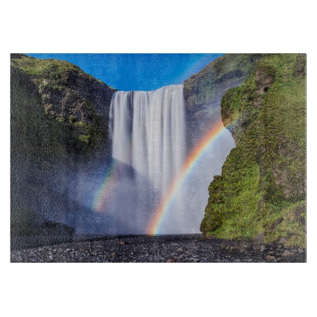 Tabla De Cortar Cascada y arco iris (Anverso)