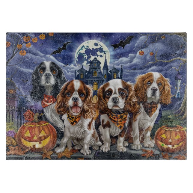 Tabla De Cortar Cavalier King Charles Spaniel Halloween Spooky (Anverso)