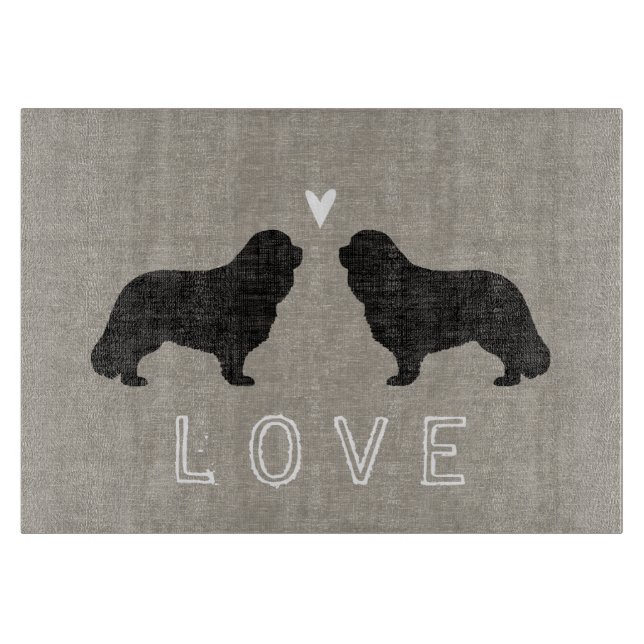 Tabla De Cortar Cavalier King Charles Spaniel Silhouettes Love (Anverso)