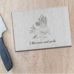 Tabla De Cortar Cebolla y ajo vintage sencillos