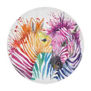 Tabla De Cortar Cebra arcoiris, ilustracion silvestre acuático.