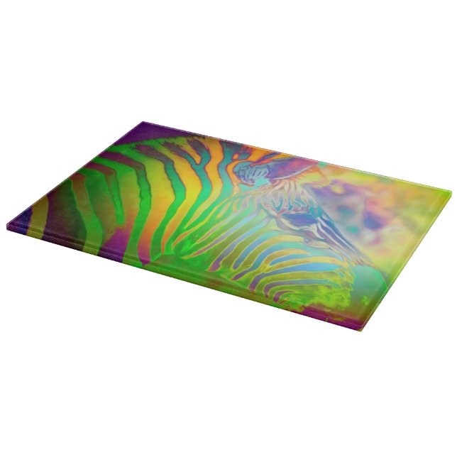 Tabla De Cortar Cebra Psicodélica de la Vida Silvestre (Borde)