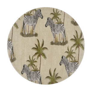 Tabla De Cortar Cebras Únicas de Safari & Palmeras