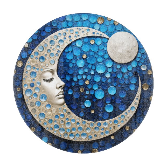 Tabla De Cortar Celeste: Mujer en la luna (Anverso)
