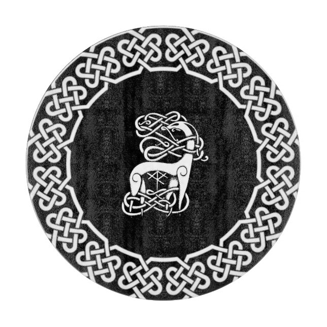 Tabla De Cortar Céltico negro/ciervo nórdico (Anverso)