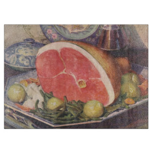 Tabla De Cortar Cena de jamón con frijoles verdes y papas