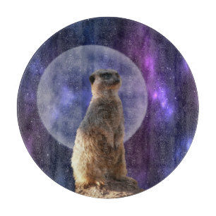 Tabla De Cortar Centinela Cósmico: Suricata Bajo la Luna Llena