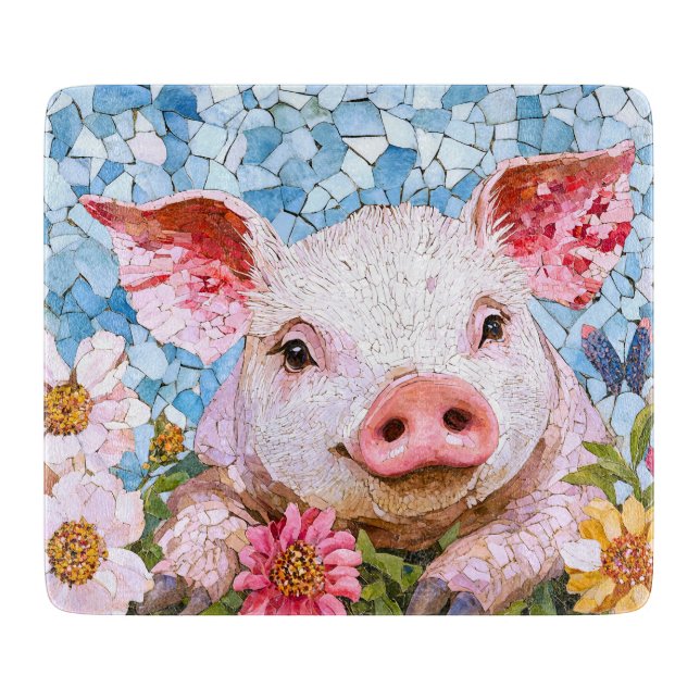 Tabla De Cortar Cerdo/Flores (Anverso)