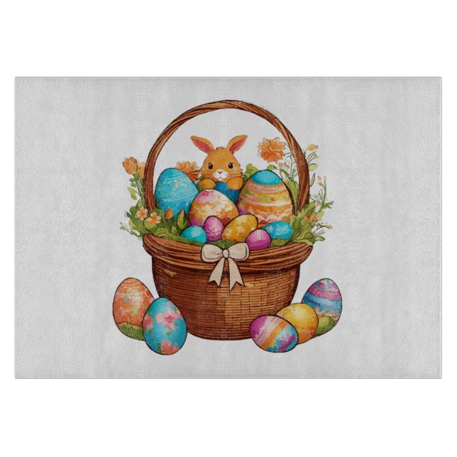 Tabla De Cortar Cesta de Conejo de Pascua (Anverso)