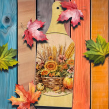 Cesta de otoño, flores, calabazas, remo de maíz