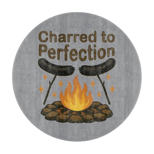 Tabla De Cortar Charlada a Perfección Divertida Fogata Perro Calie (Anverso)