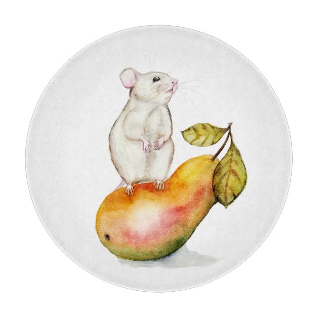 Tabla De Cortar Charming Mouse on a Pear (Anverso)