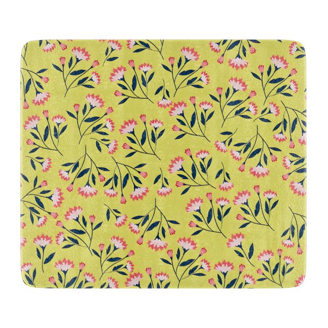 Tabla De Cortar  Cheerful Floral Pattern: Pink Flowers  (Anverso)