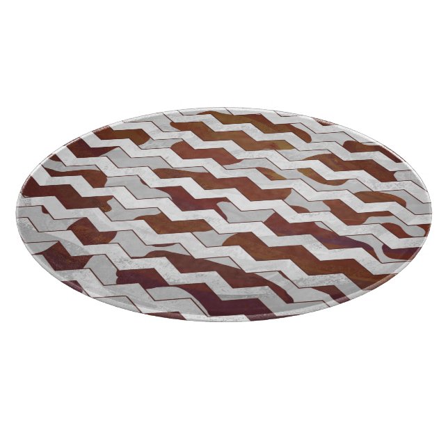 Tabla De Cortar Chevron Cow Brown and White Print (Borde)