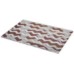Tabla De Cortar Chevron Cow Brown and White Print