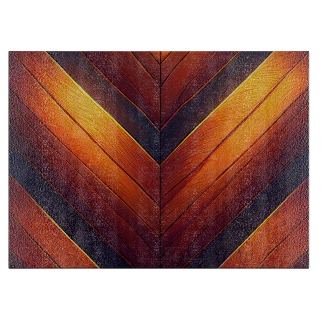 Tabla De Cortar Chevron de madera brillante (Anverso)