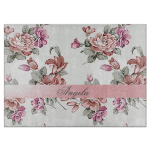 Tabla De Cortar Chic Vintage Femenino Flores-Personalizado