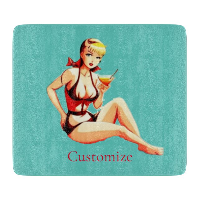Tabla De Cortar Chica de Bikini Thunder_Cove (Anverso)