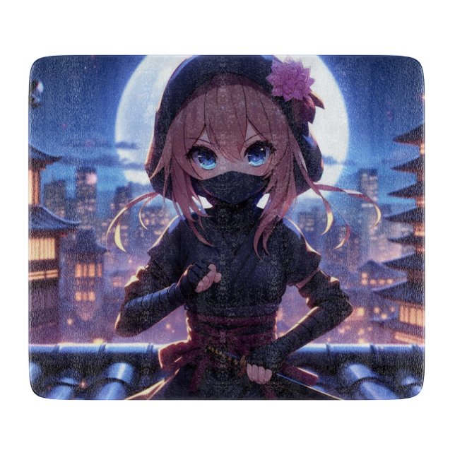 Tabla De Cortar Chica guerrero de ninja (Anverso)