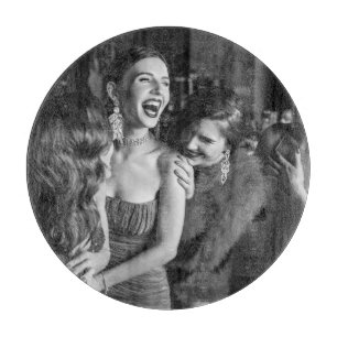 Tabla De Cortar Chicas risibles: elegante foto en blanco y negro