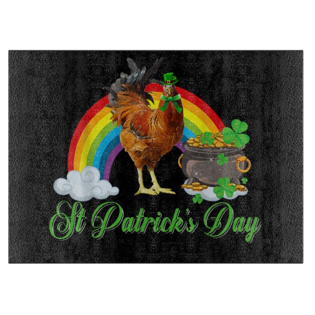 Tabla De Cortar Chicken Shamrock St Patricks Day Pollo Irlandés Gi (Anverso)