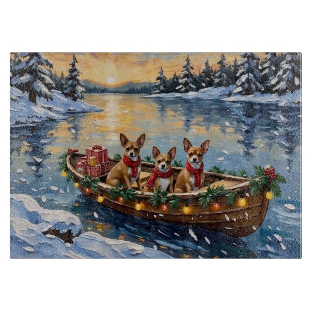 Tabla De Cortar Chihuahua Christmas Boat Holiday (Anverso)