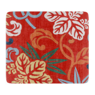 Tabla De Cortar Chinoiserie Floral Hawaiano Rojo Kimono Japonés