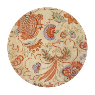 Tabla De Cortar Chintz Floral Antiguo Terracota Francés Vintage