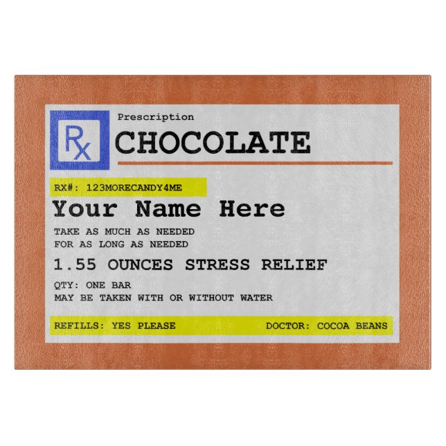 Tabla De Cortar Chocolate de prescripción divertido personalizado (Anverso)