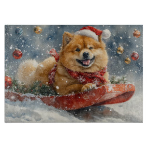 Tabla De Cortar Chow Chow Dog en Sledge Let it Snow Navidades