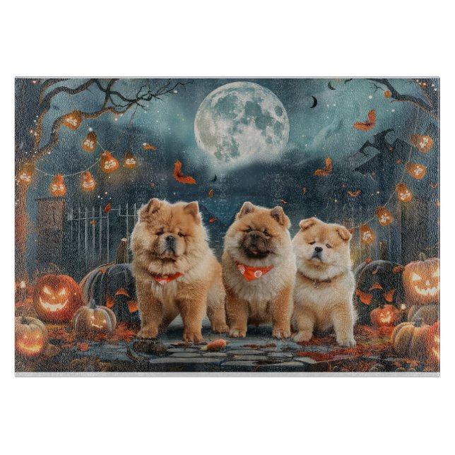 Tabla De Cortar Chow Chow Halloween Spooky (Anverso)