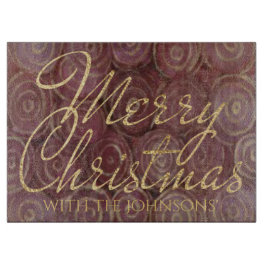 Tabla De Cortar Christmas Burgundy and Gold Swirls