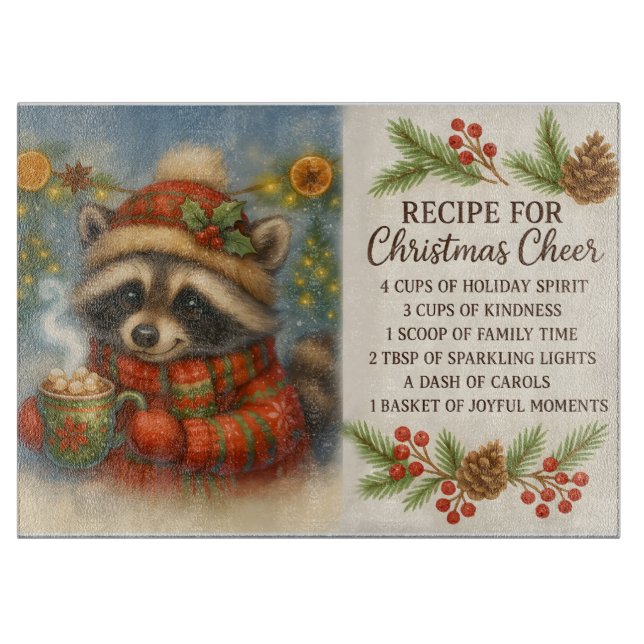 Tabla De Cortar Christmas Cheer Raccoon Cutting Board (Anverso)