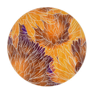 Tabla De Cortar Chrysanthemum japonés: Patrulla acuarela sin mar