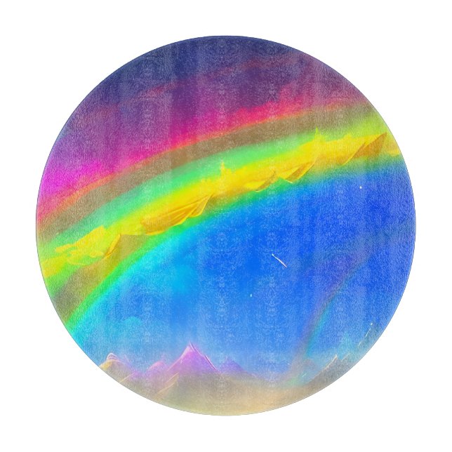 Tabla De Cortar Cielo brillante de arco iris (Anverso)