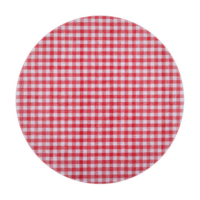 Tabla De Cortar Cierre De Tablero De Cuadros De Cuadros Rojos. (Anverso)