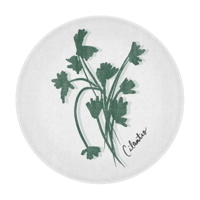 Tabla De Cortar Cilantro Herb Jardín Coriander Mano Dibujada (Anverso)