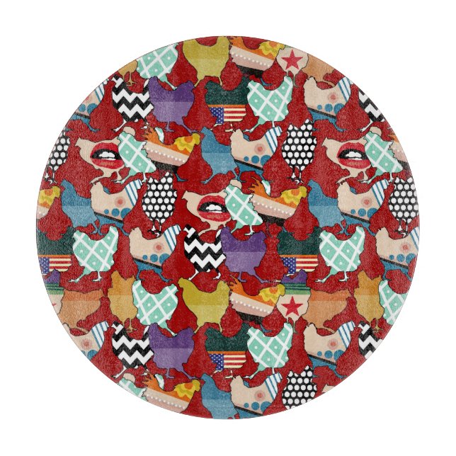 Tabla De Cortar Cincinnati Chickens rojo (Anverso)