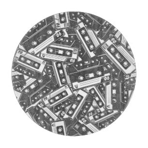 Tabla De Cortar Cinta Cassette: Patrón de cosecha monocromo