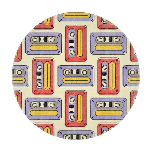 Tabla De Cortar Cintas de cassette retro: sin fisuras. (Anverso)