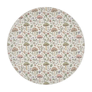 Tabla De Cortar Círculo de hongos crema pastel Cottagecore